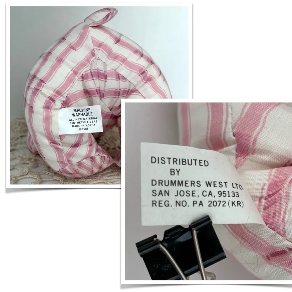 NWOT Saks Fifth Avenue Vintage Pink/White w/It. tan Striped Bear, stuffed muslin